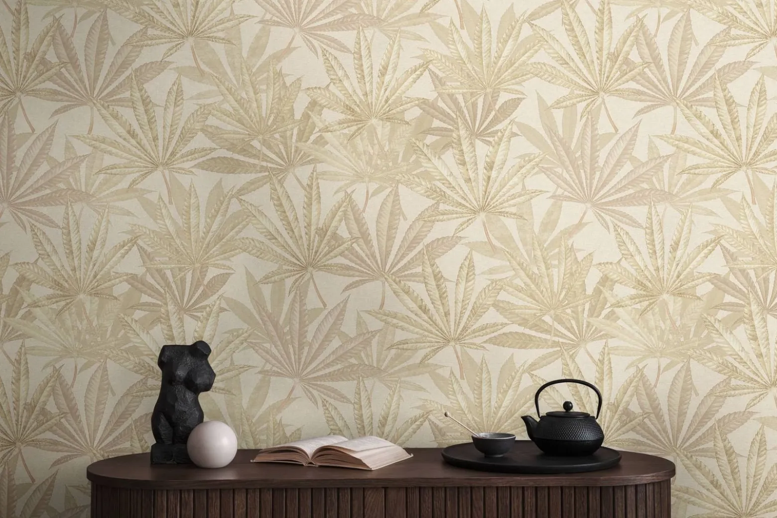 Vliestapete Michalsky Blattmuster Beige Creme 39984-3