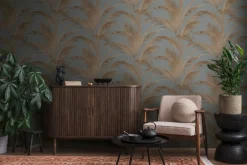 Vliestapete Michalsky Blätter Grau Kupfer Metallic 39980-3