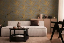 Vliestapete Michalsky Blätter Grau Gold Metallic 39980-4