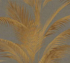 Vliestapete Michalsky Blätter Grau Gold Metallic 39980-4