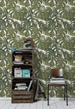 Vliestapete Michalsky Blätter Floral weiß grün 36519-2
