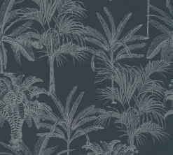 Vliestapete Michalsky Palmen Floral schwarz grau 37983-2