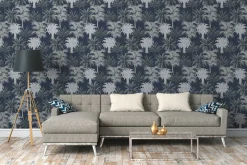 Vliestapete Michalsky Palmen Floral blau grau 37983-5