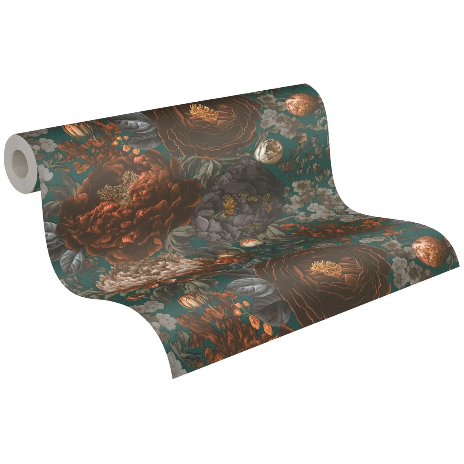 Vliestapete Michalsky Rosen Orange Grün Grau 39979-3