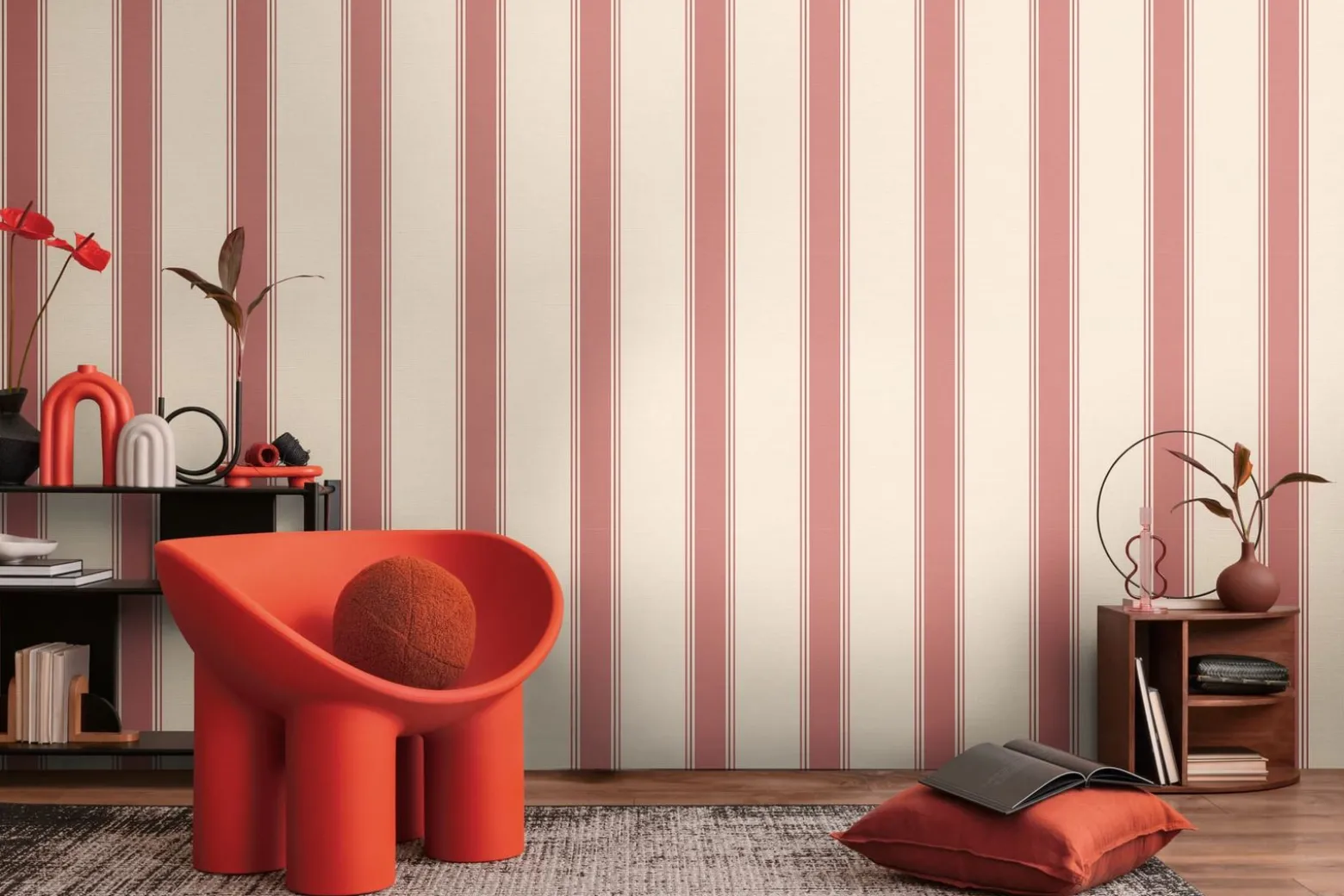 Vliestapete Michalsky Streifen Rot Creme 39983-1