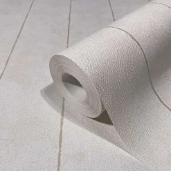 Vliestapete Nadel Streifen Creme Beige Glitzer 34402