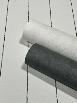 Vliestapete Nadel Streifen Schwarz Creme Glitzer 34401