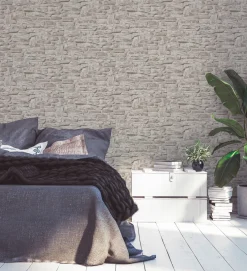 Vliestapete Naturstein 3D Effekt Grau Beige 38815-3