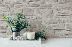 Vliestapete Naturstein 3D Effekt Grau Beige 38815-3