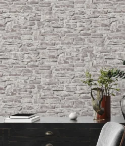 Vliestapete Naturstein 3D Effekt Grau Weiß 38815-2