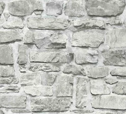 Vliestapete Natursteinmauer grau weiß 36370-1