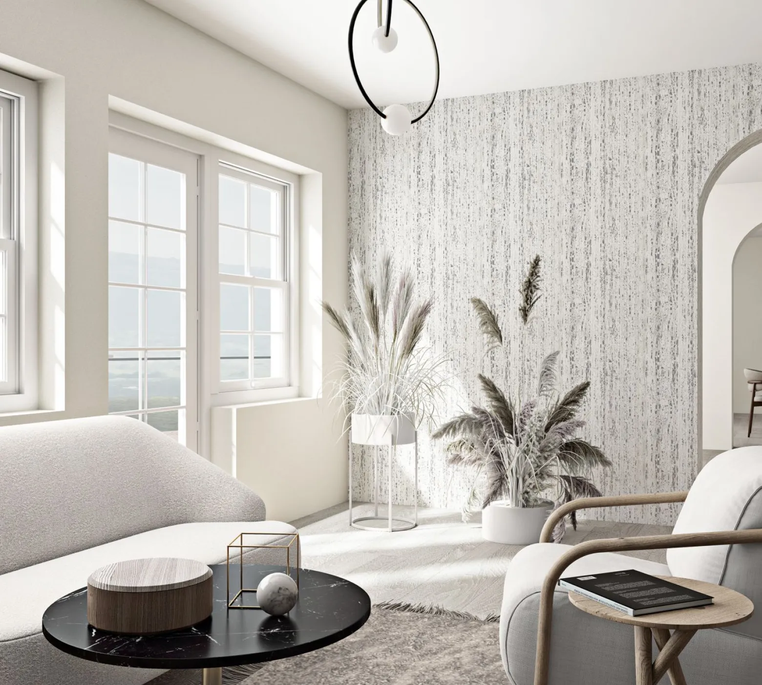Vliestapete Naturstein Struktur Creme Grau 33352