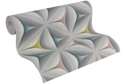 Vliestapeten Blumen 3D-Grafik grau bunt 96042-2