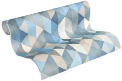 Vliestapeten Dreieckmuster blau grau 36786-3