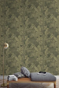 Vliestapete Nomad Grün Blätter A51302 Grandeco