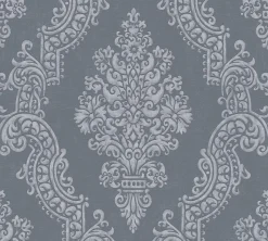 Vliestapete Ornamente Anthrazit Silber Metallic 39765-7