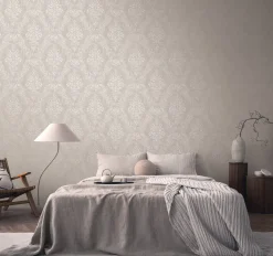 Vliestapete Ornamente Barock Grau Beige Metallic 39765-6