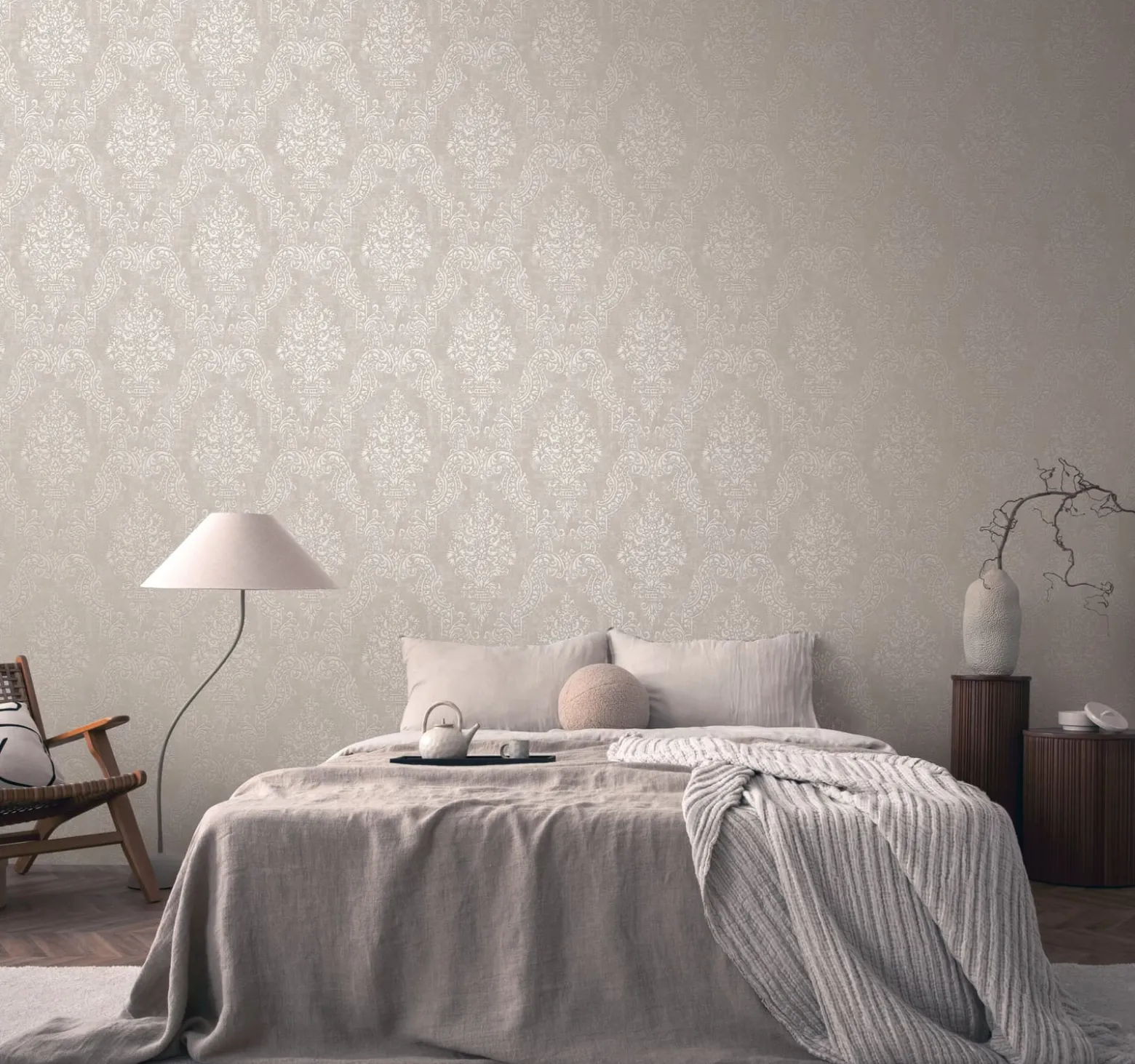 Vliestapete Ornamente Barock Grau Beige Metallic 39765-6