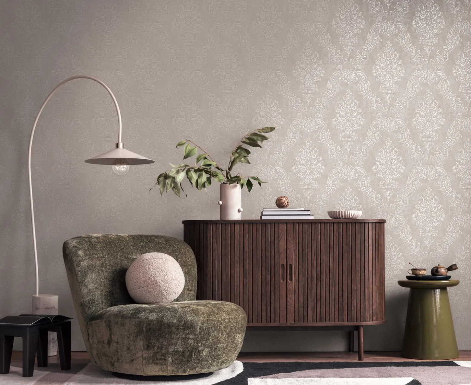 Vliestapete Ornamente Barock Grau Beige Metallic 39765-6