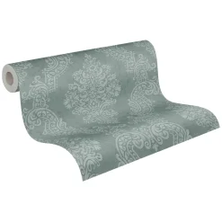 Vliestapete Ornamente Barock Grün Metallic 39765-1