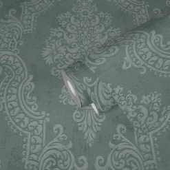 Vliestapete Ornamente Barock Grün Metallic 39765-1