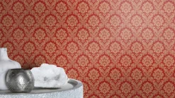 Vliestapete Ornamente Barock rot gold Rasch 570540
