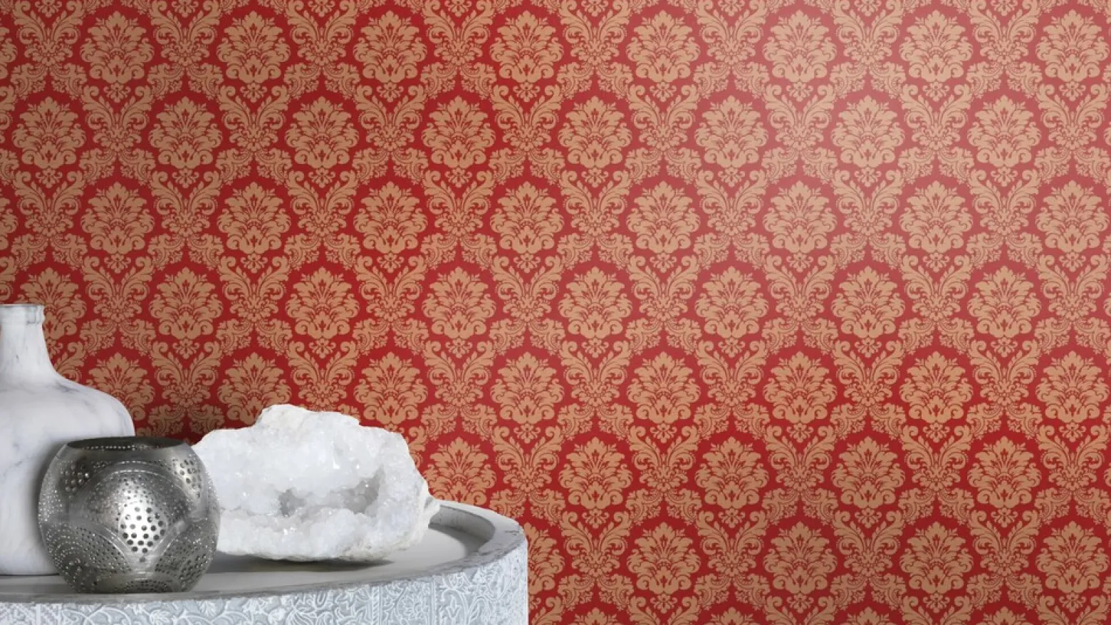 Vliestapete Ornamente Barock rot gold Rasch 570540