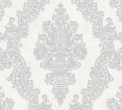 Vliestapete Ornamente Barock Silber Metallic 39765-5