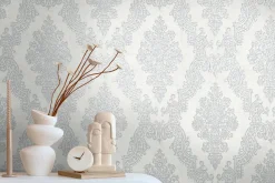 Vliestapete Ornamente Barock Silber Metallic 39765-5
