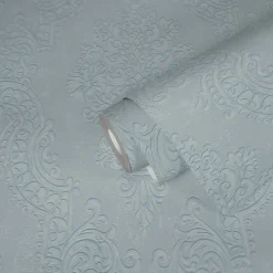Vliestapete Ornamente Barock Hellgrau Metallic 39765-3