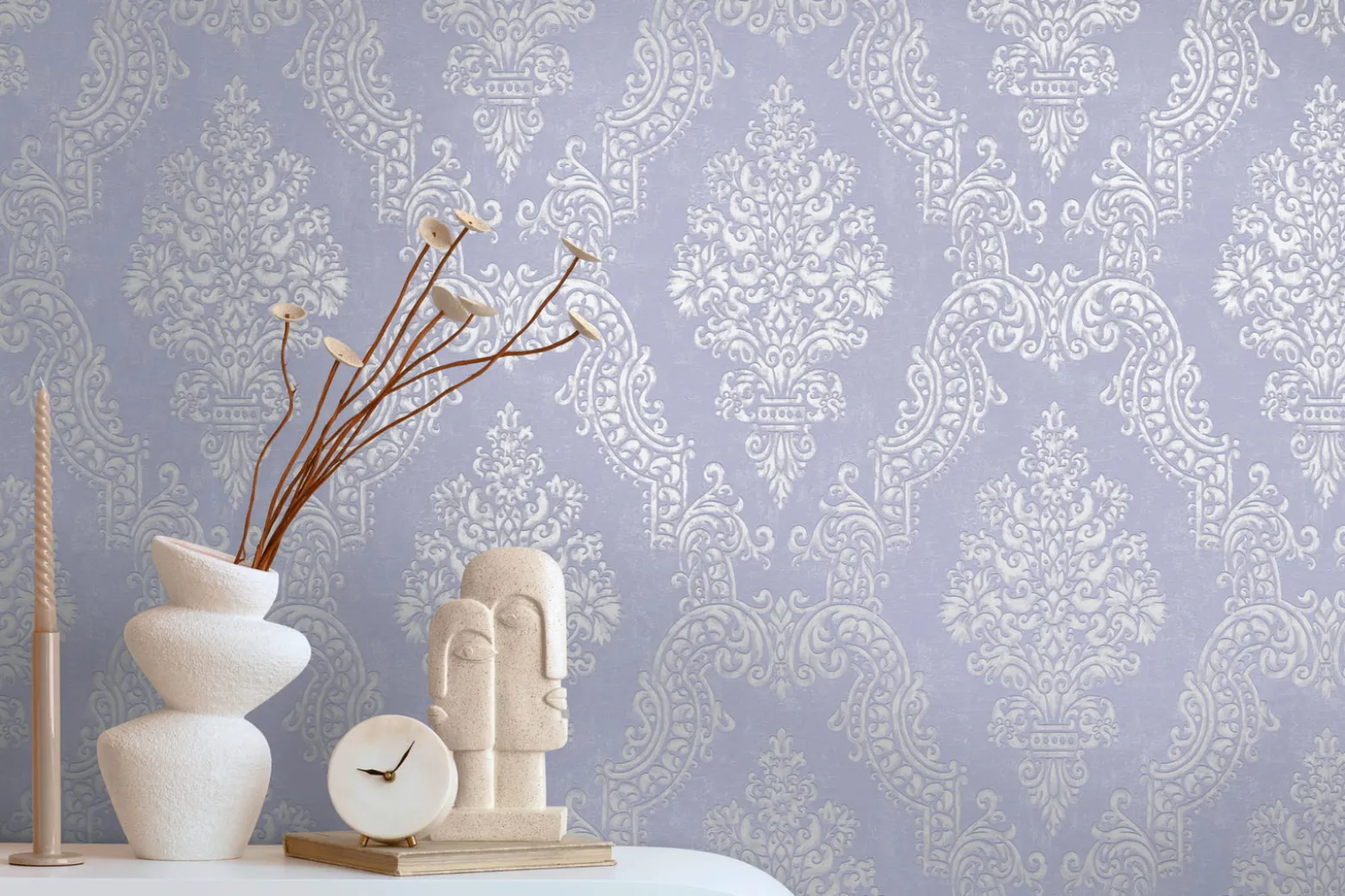 Vliestapete Ornamente Barock Lila Creme Metallic 39765-2