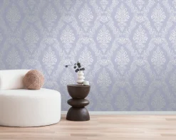 Vliestapete Ornamente Barock Lila Creme Metallic 39765-2