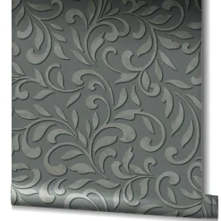 Vliestapete Ornamente Floral Grau Silber Metallic 82385