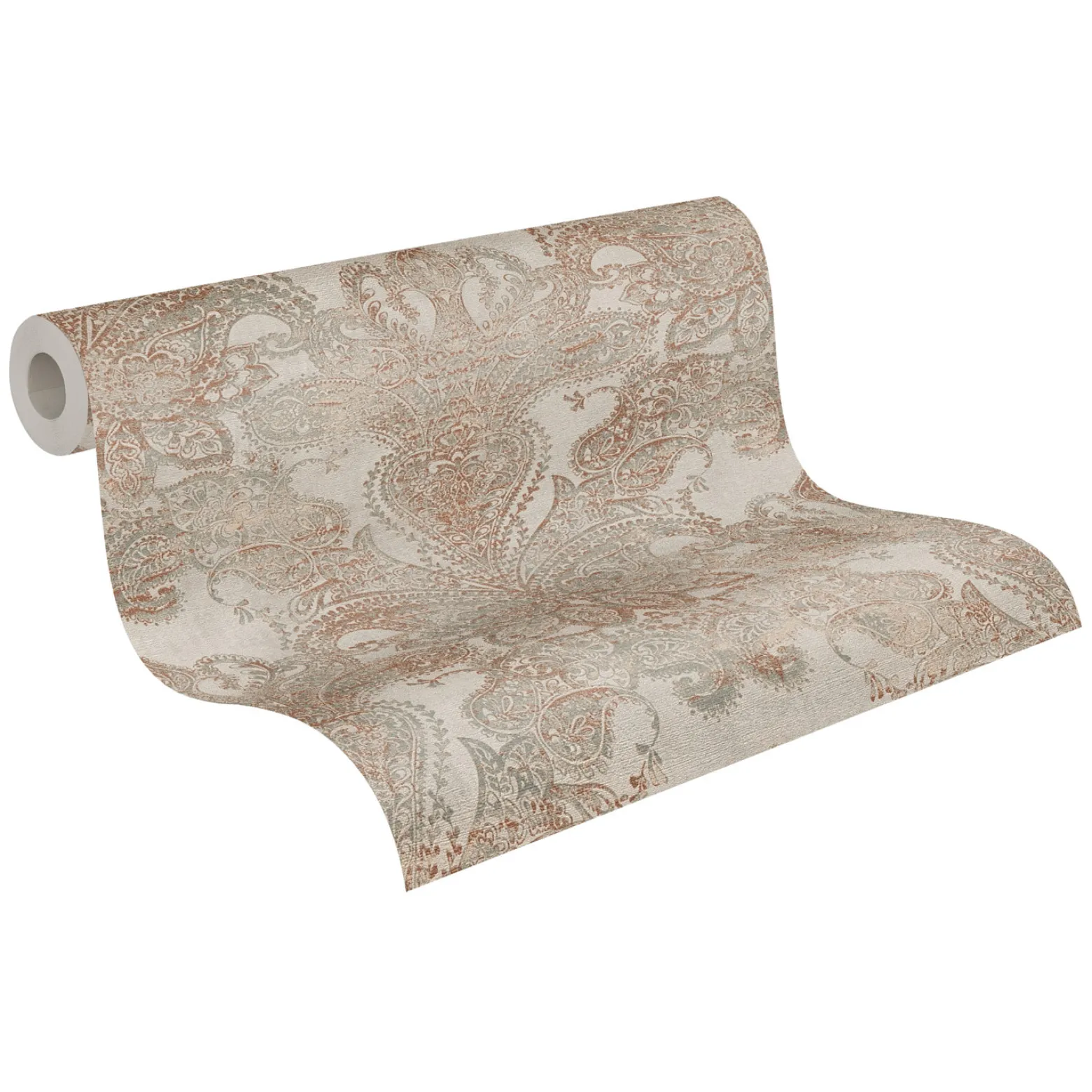 Vliestapete Ornamente Metallic Grau Kupfer 39119-1