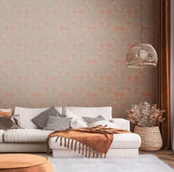 Vliestapete Ornamente Metallic Orange Grau 39119-2