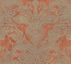 Vliestapete Ornamente Metallic Orange Grau 39119-2