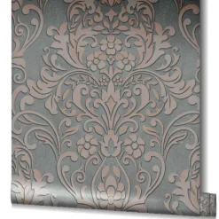 Vliestapete Ornamente Metallic grau alt-rosa 32604