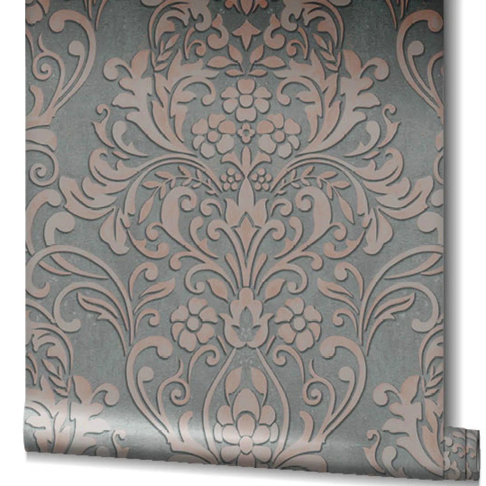 Vliestapete Ornamente Metallic grau alt-rosa 32604