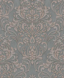 Vliestapete Ornamente Metallic grau alt-rosa 32604