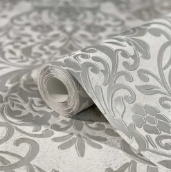 Vliestapete Ornamente Metallic grau silber 32602
