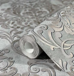 Vliestapete Ornamente Metallic grau gold 32605