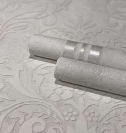 Vliestapete Ornamente Metallic weiß grau 32601