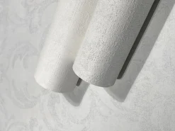 Vliestapete Ornamente Putz Optik Creme Grau Weiß 82386