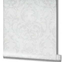 Vliestapete Ornamente Putz Optik Creme Grau Weiß 82386