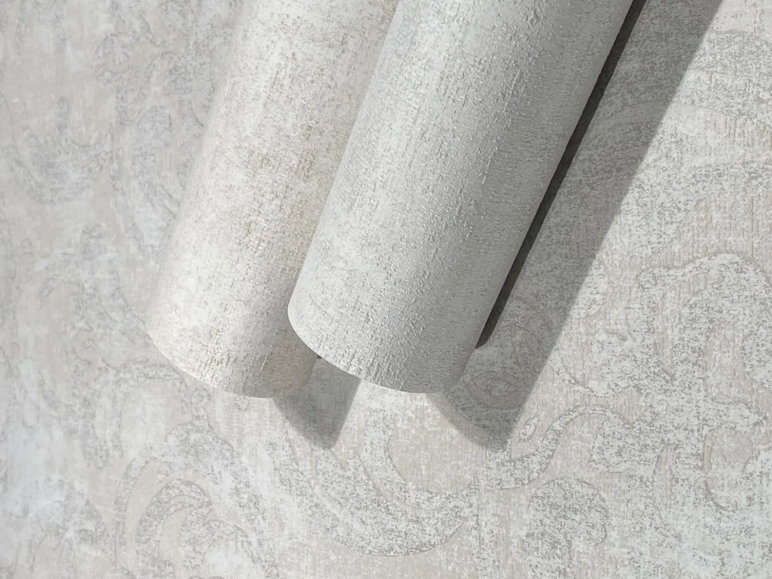 Vliestapete Ornamente Putz Optik Beige Grau Weiß 82388