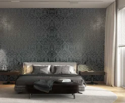 Vliestapete Ornamente Putz Optik Schwarz Grau 82391
