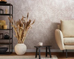 Vliestapete Ornamente Putz Optik Beige Rot Weiß 82387