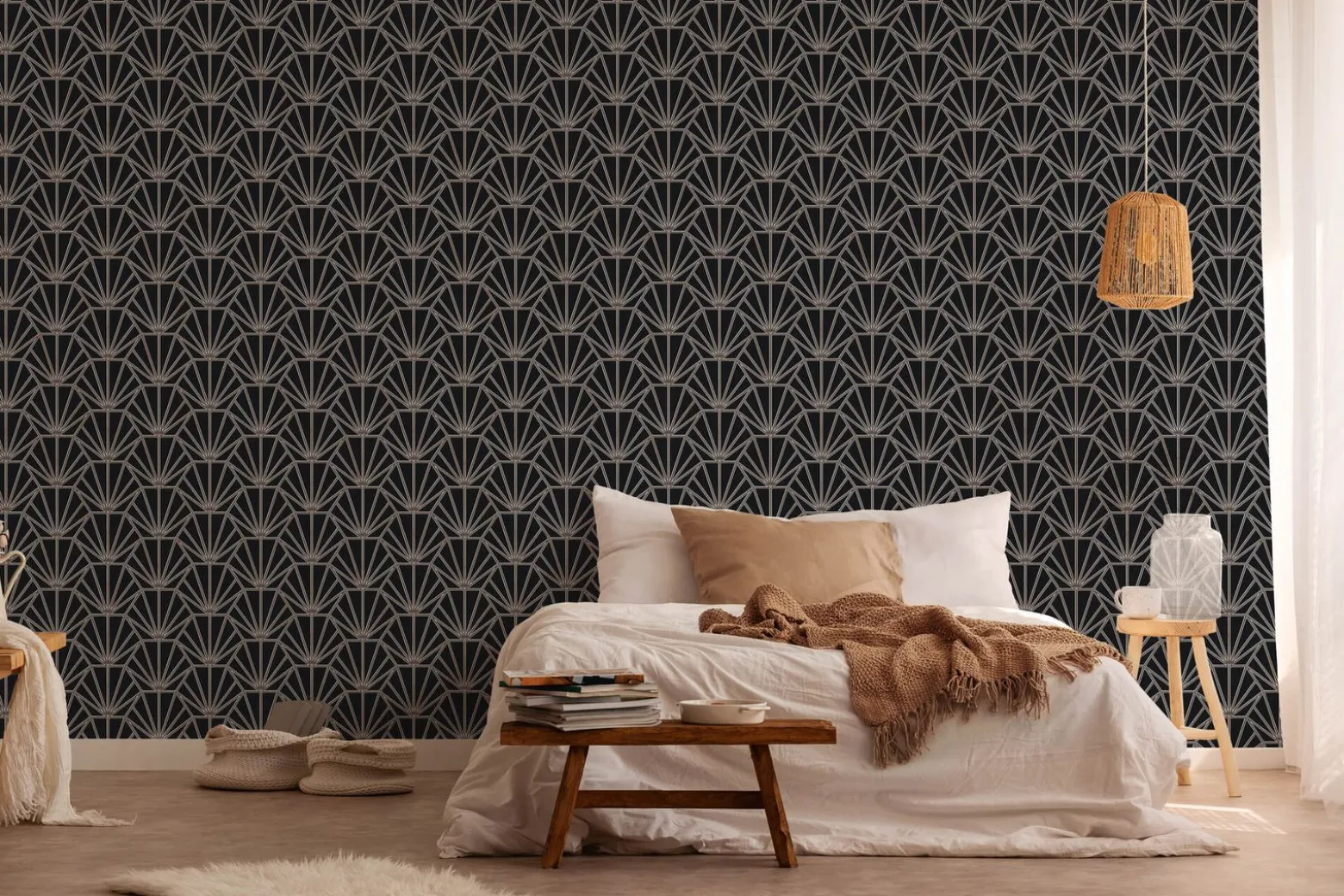 Vliestapete Ornamente schwarz weiß rosegold 37528-1