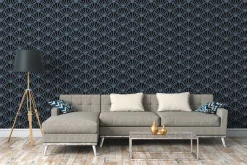 Vliestapete Ornamente schwarz blau weiß silber 37528-2