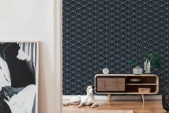 Vliestapete Ornamente schwarz blau weiß silber 37528-2